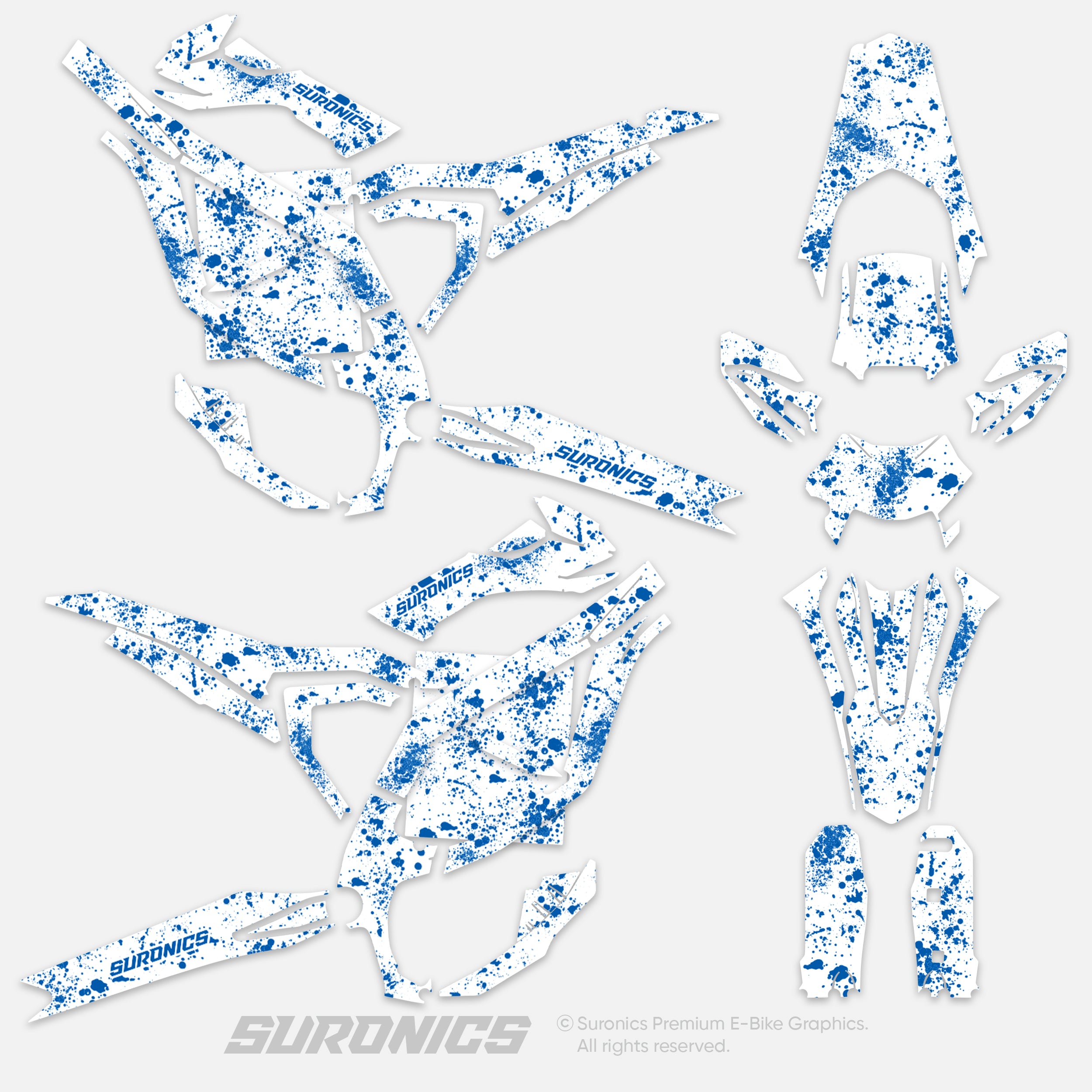 SPLATTER WHITE BLUE Surron Ultra Bee Graphics kit