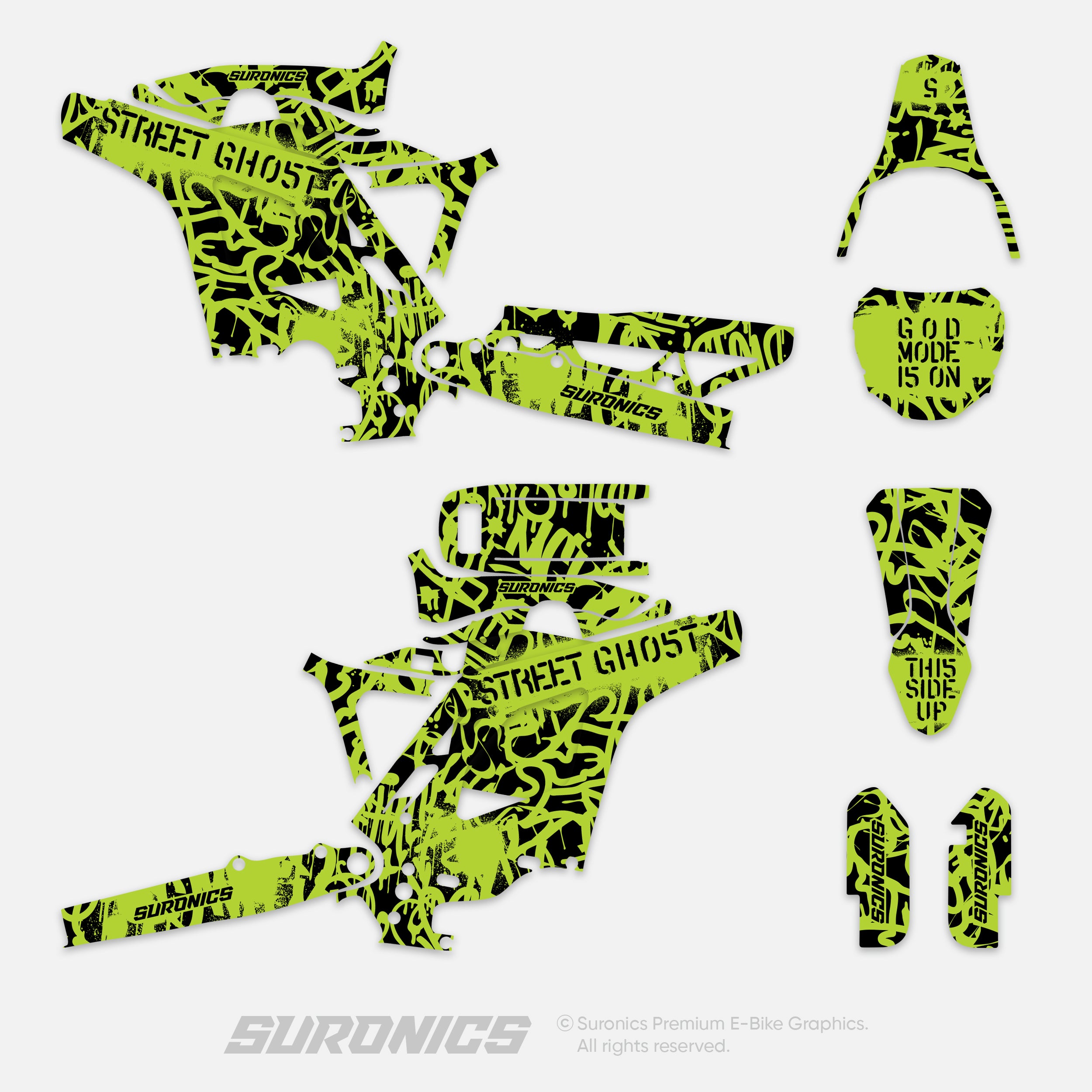 STREET GHOST BLACK GREEN Eride Pro Mini R Graphics kit