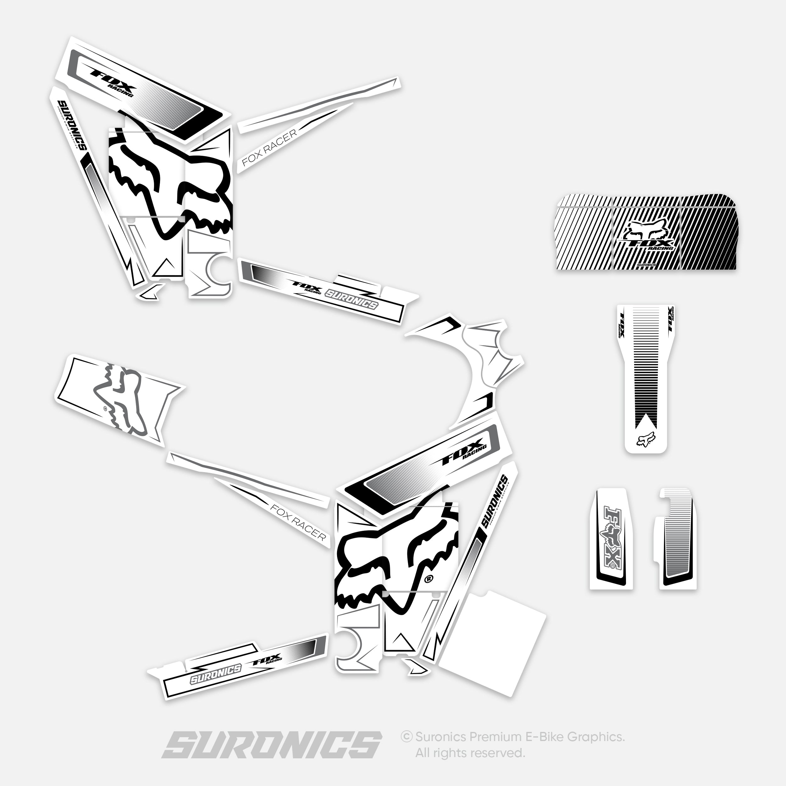 FOX RACER White Black Tuttio Soleil 01 Graphics kit