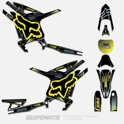 FOX RACER BLACK YELLOW Arctic Leopard XE Graphics kit