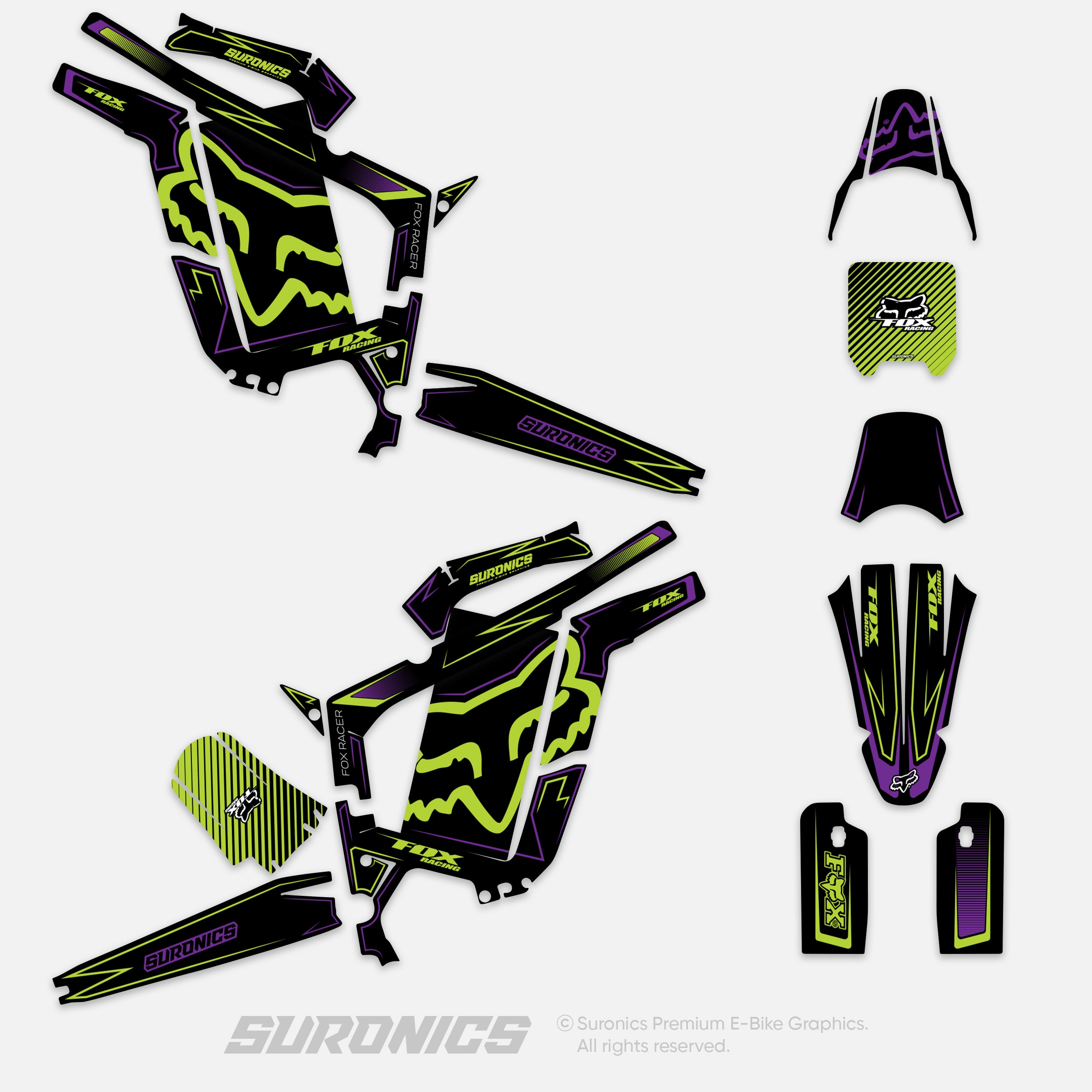 FOX RACER BLACK GREEN Rerode R1 Graphics kit