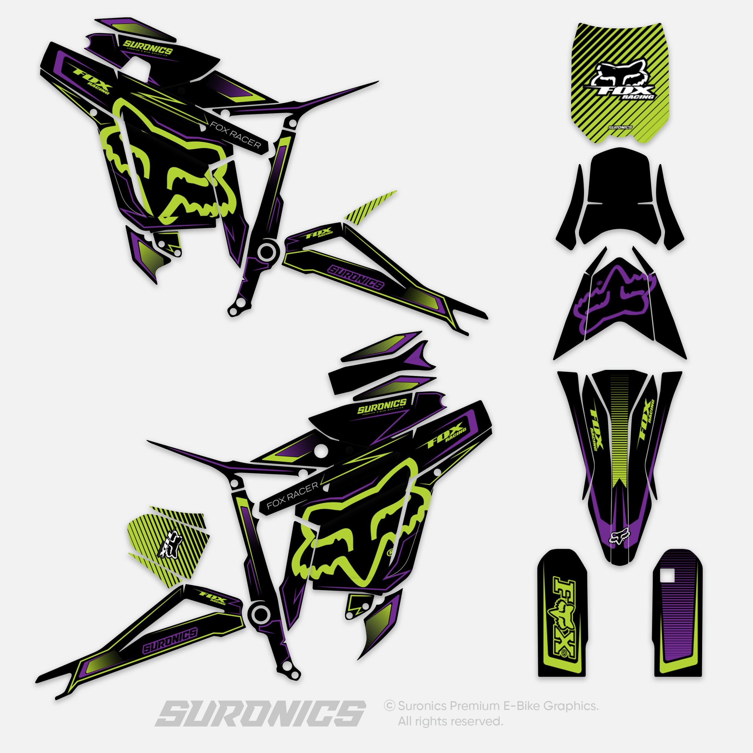 FOX RACER BLACK GREEN Talaria Sting MX3 MX4 Graphics kit