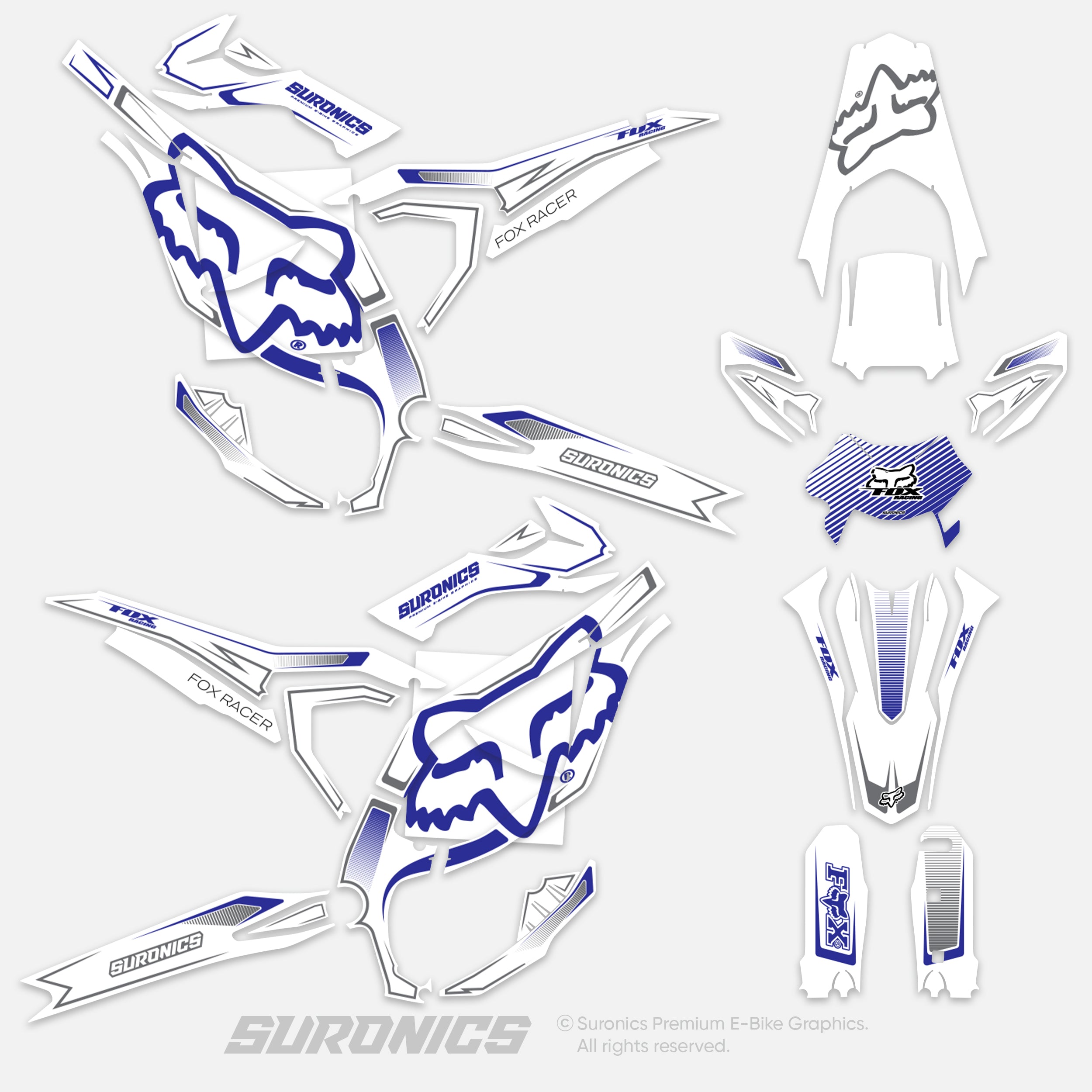 FOX RACER WHITE BLAUER Surron Ultra Bee Graphics kit