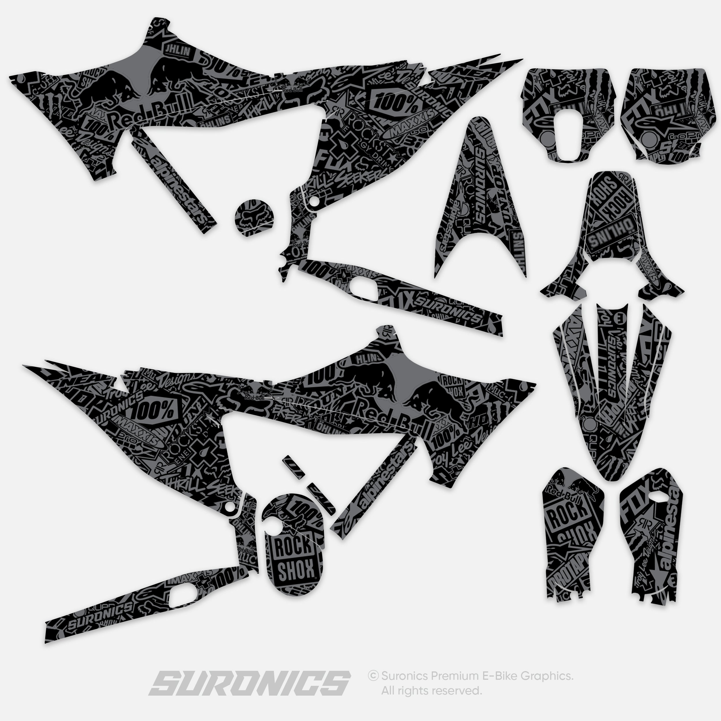 STICKY BLACK GREY Stark Varg Graphics kit – Suronics