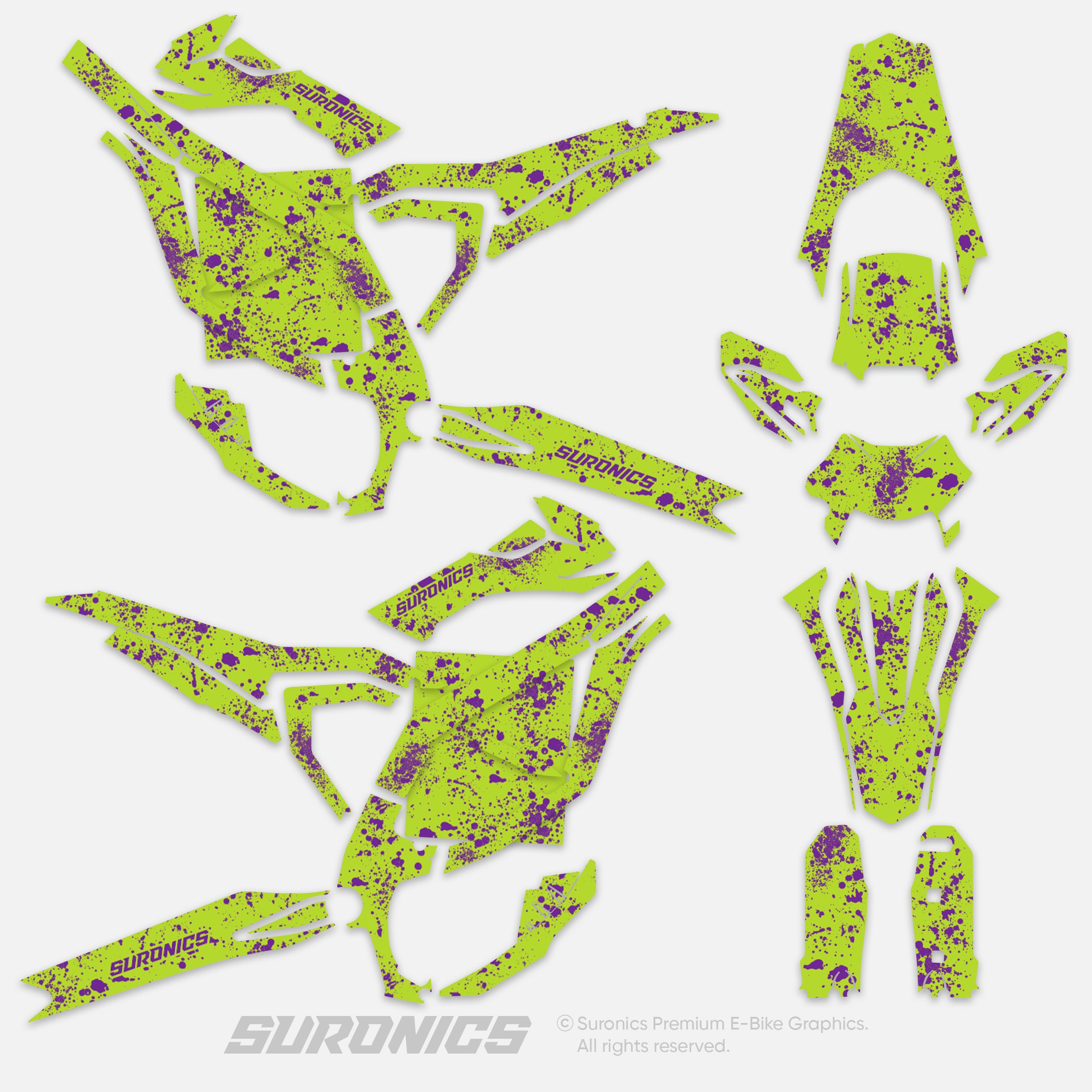 SPLATTER GREEN PURPLE Surron Ultra Bee Graphics kit
