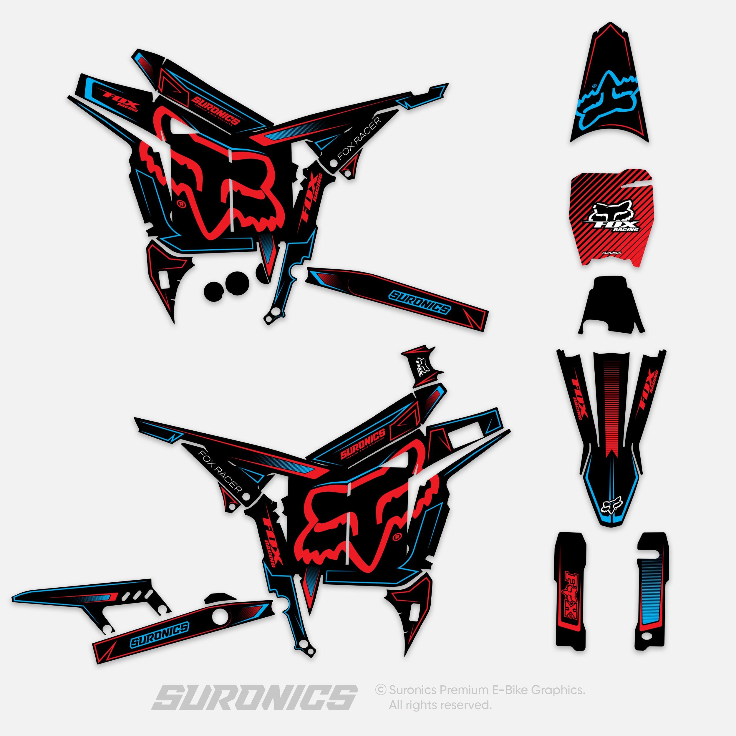 FOX RACER BLACK RED Talaria Komodo Graphics kit