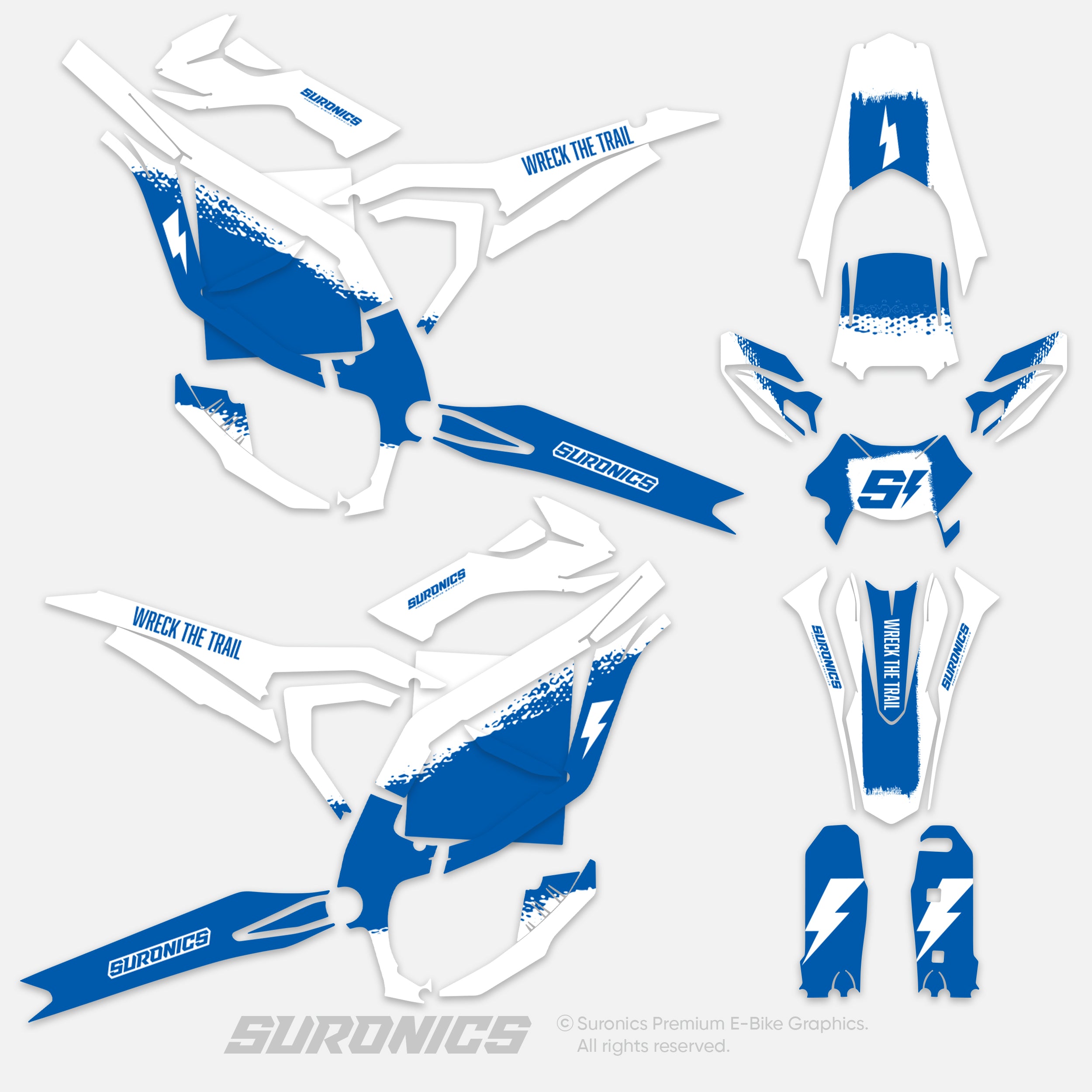 HALF WHITE BLUE Surron Ultra Bee Graphics kit