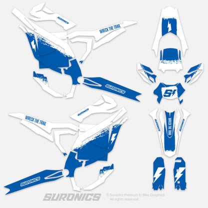 HALF WHITE BLUE Surron Ultra Bee Graphics kit