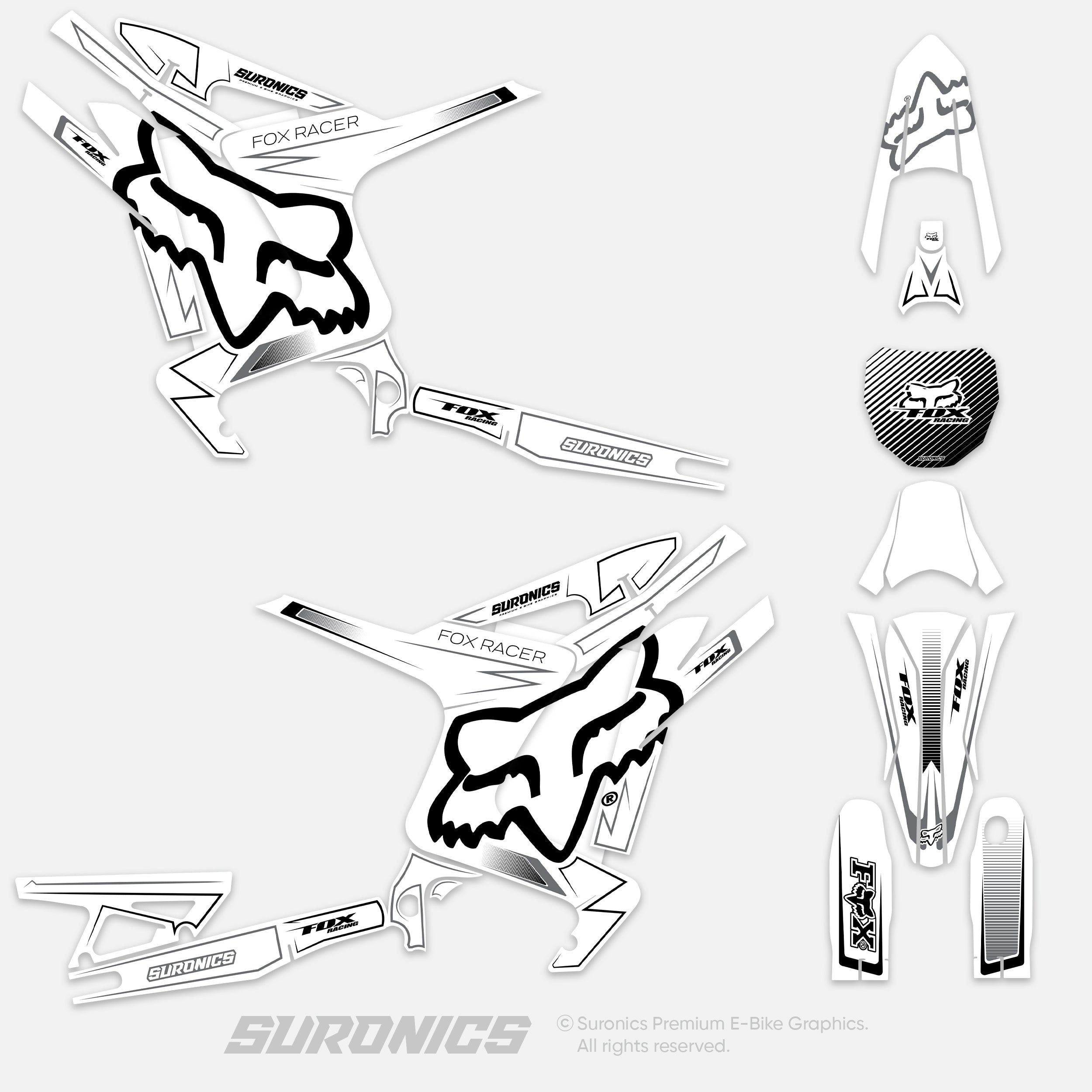 FOX RACER WHITE BLACK Arctic Leopard XE Graphics kit