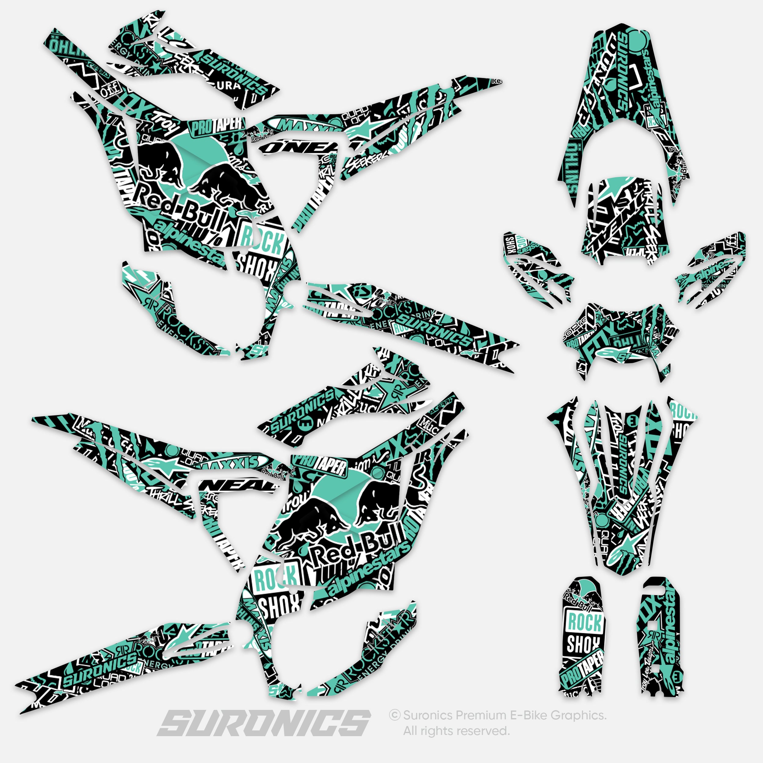 STICKY BLACK MINT Surron Ultra Bee Graphics kit