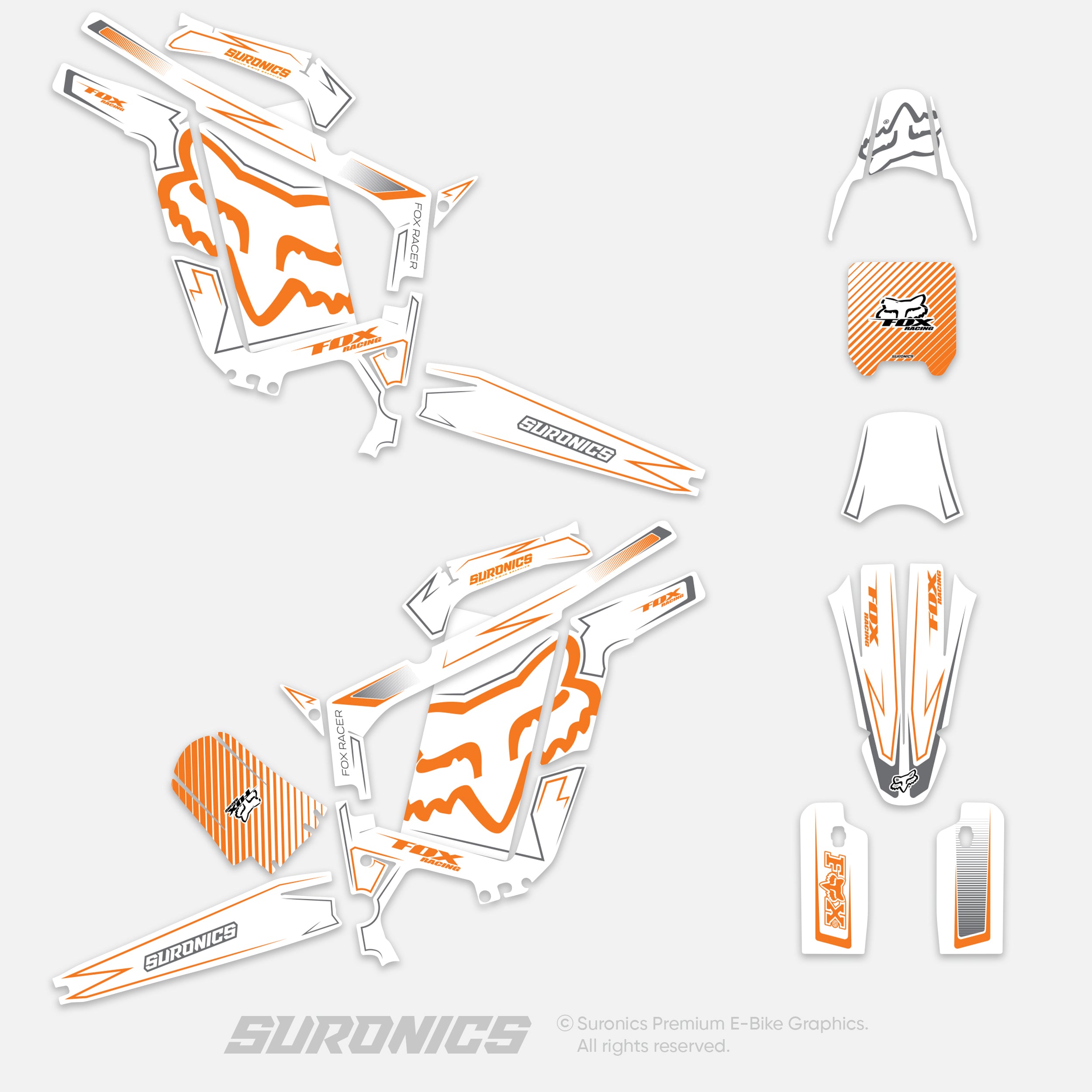 FOX RACER WHITE ORANGE Rerode R1 Graphics kit
