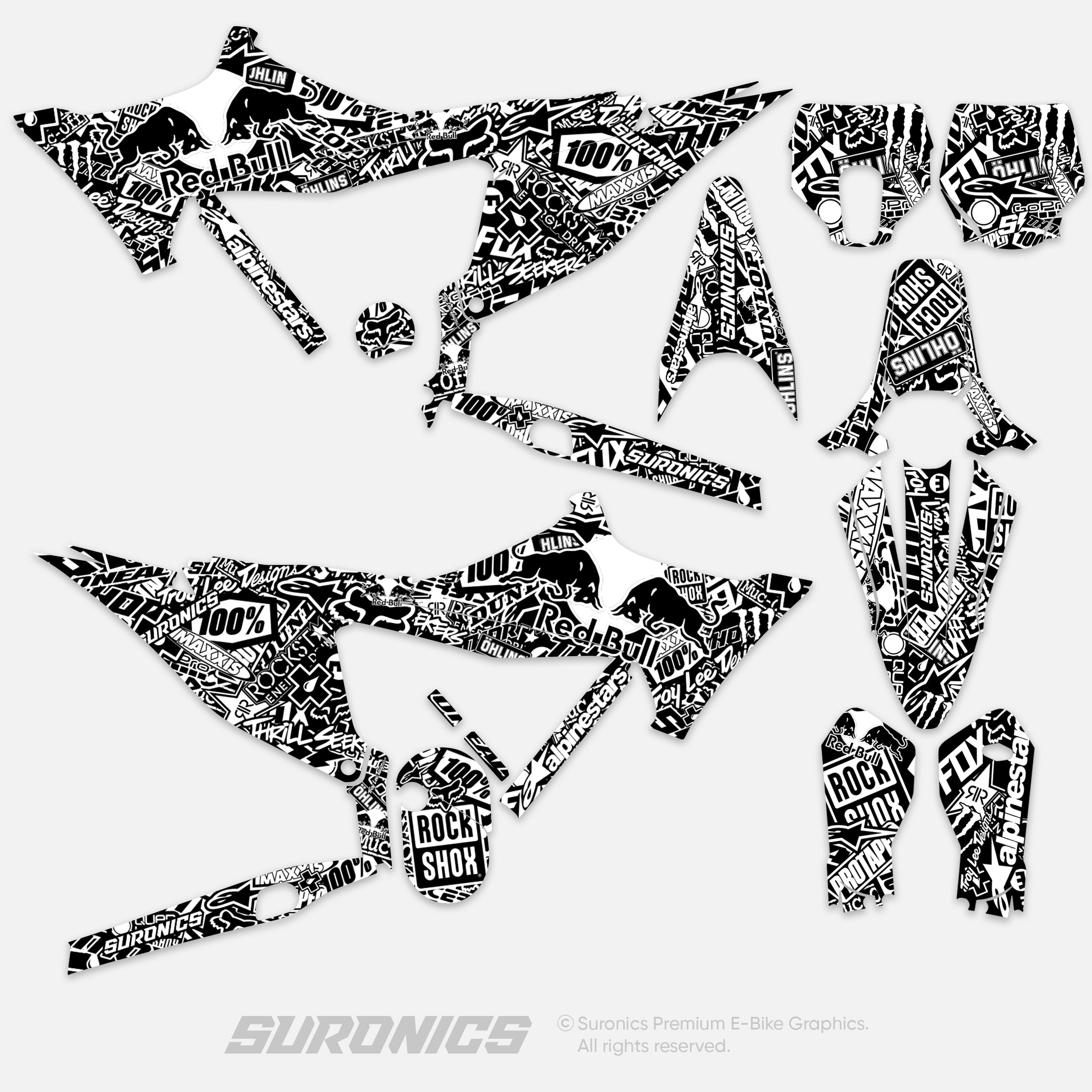 STICKY BLACK WHITE Stark Varg Graphics kit – Suronics