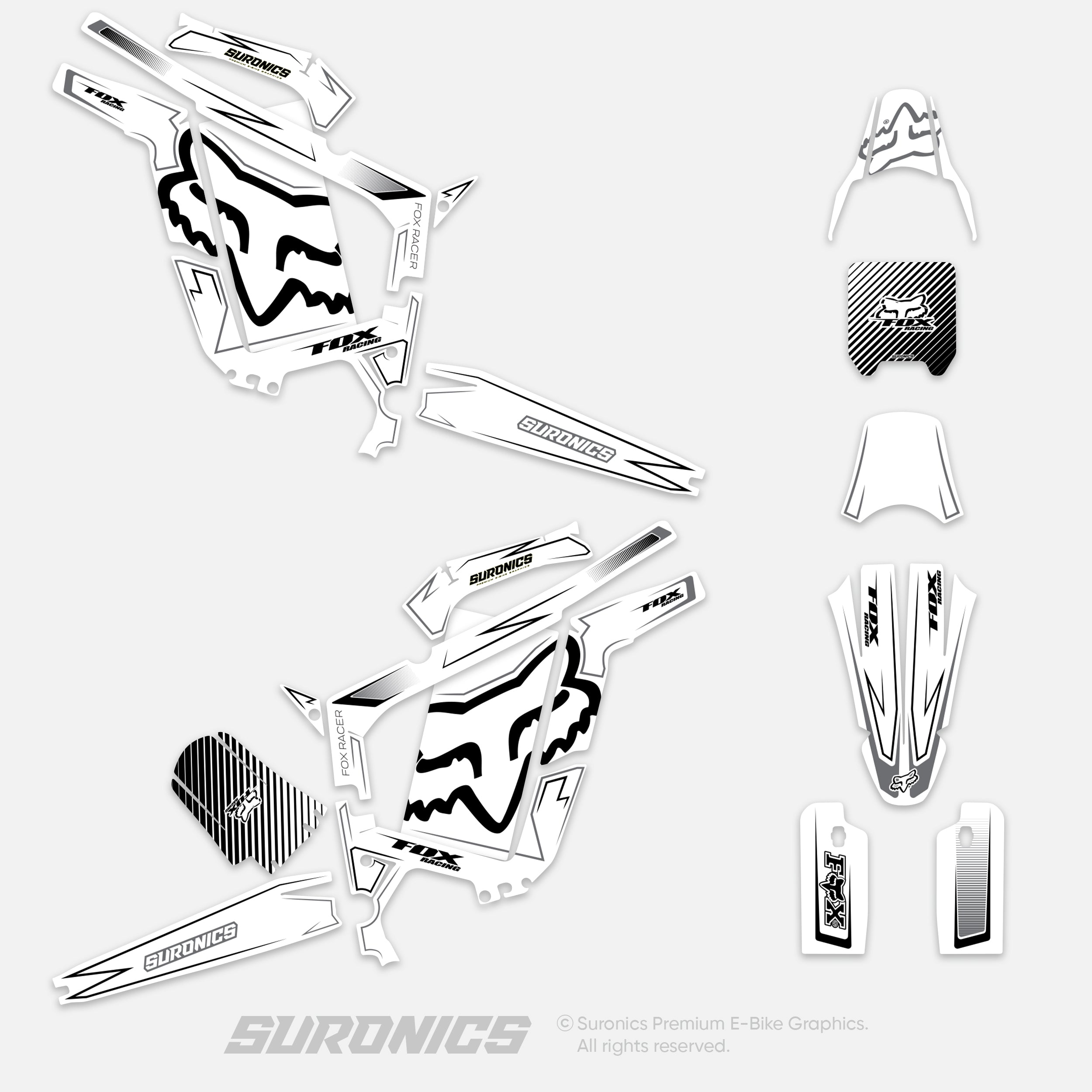 FOX RACER WHITE BLACK Rerode R1 Graphics kit