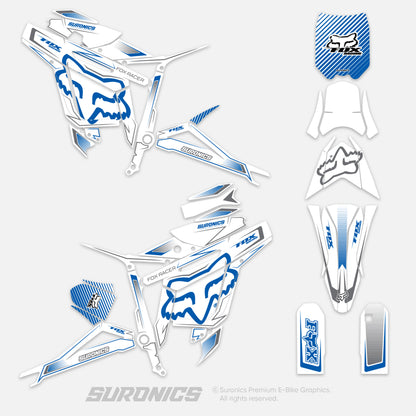 FOX RACER WHITE BLUE Talaria Sting MX3 MX4 Graphics kit