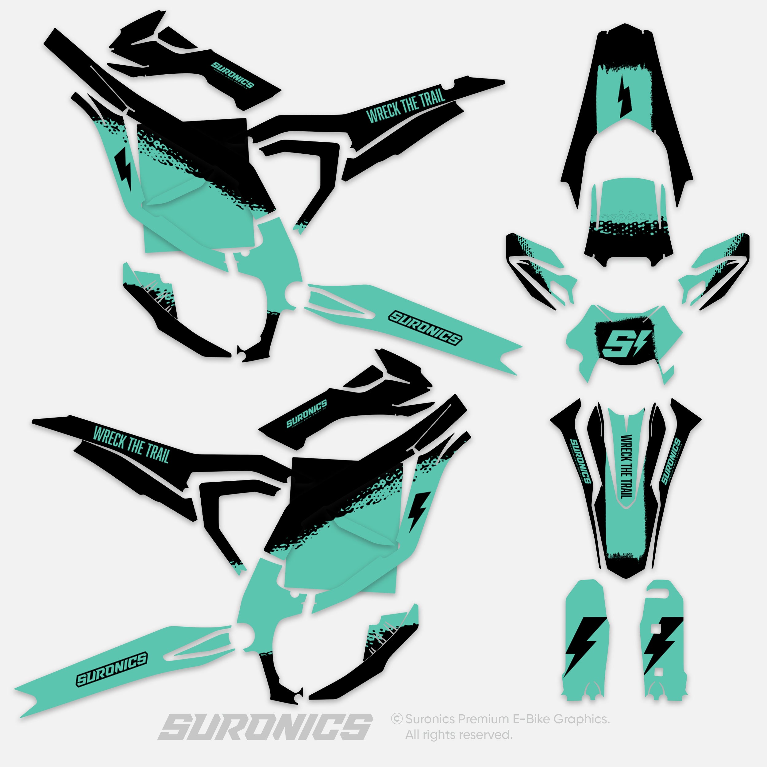 HALF BLACK MINT Surron Ultra Bee Graphics kit