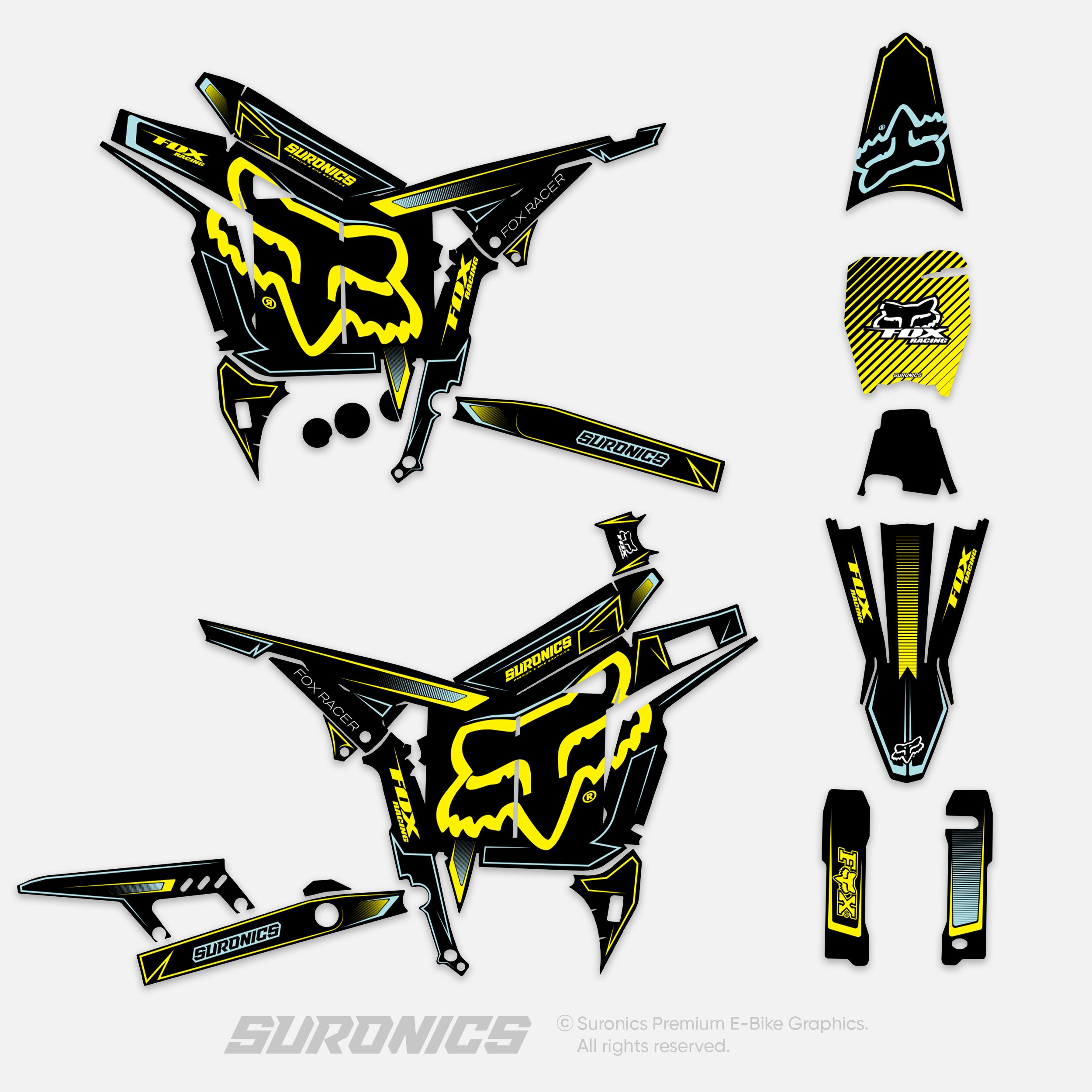 FOX RACER BLACK YELLOW Talaria Komodo Graphics kit