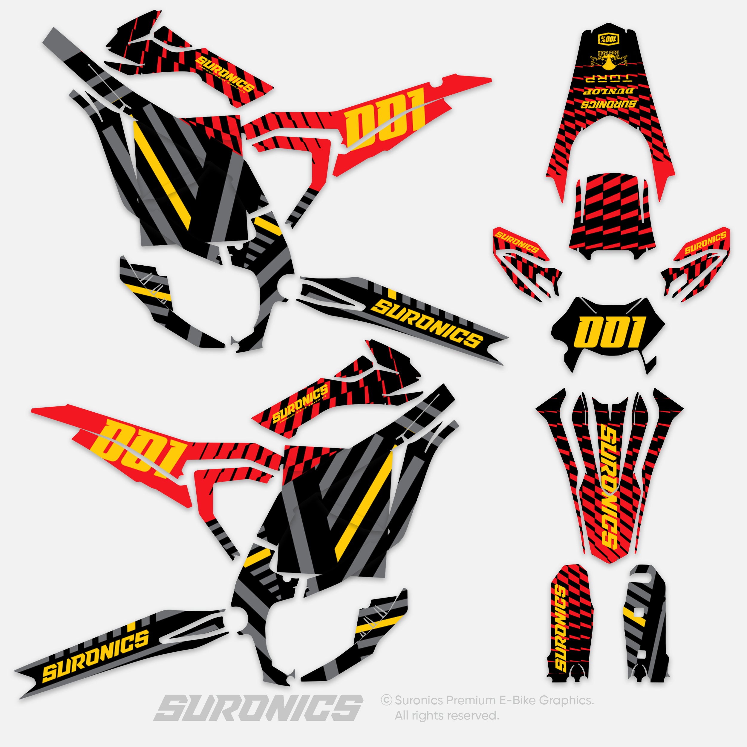 FUTURACE RED YELLOW Surron Ultra Bee Graphics kit