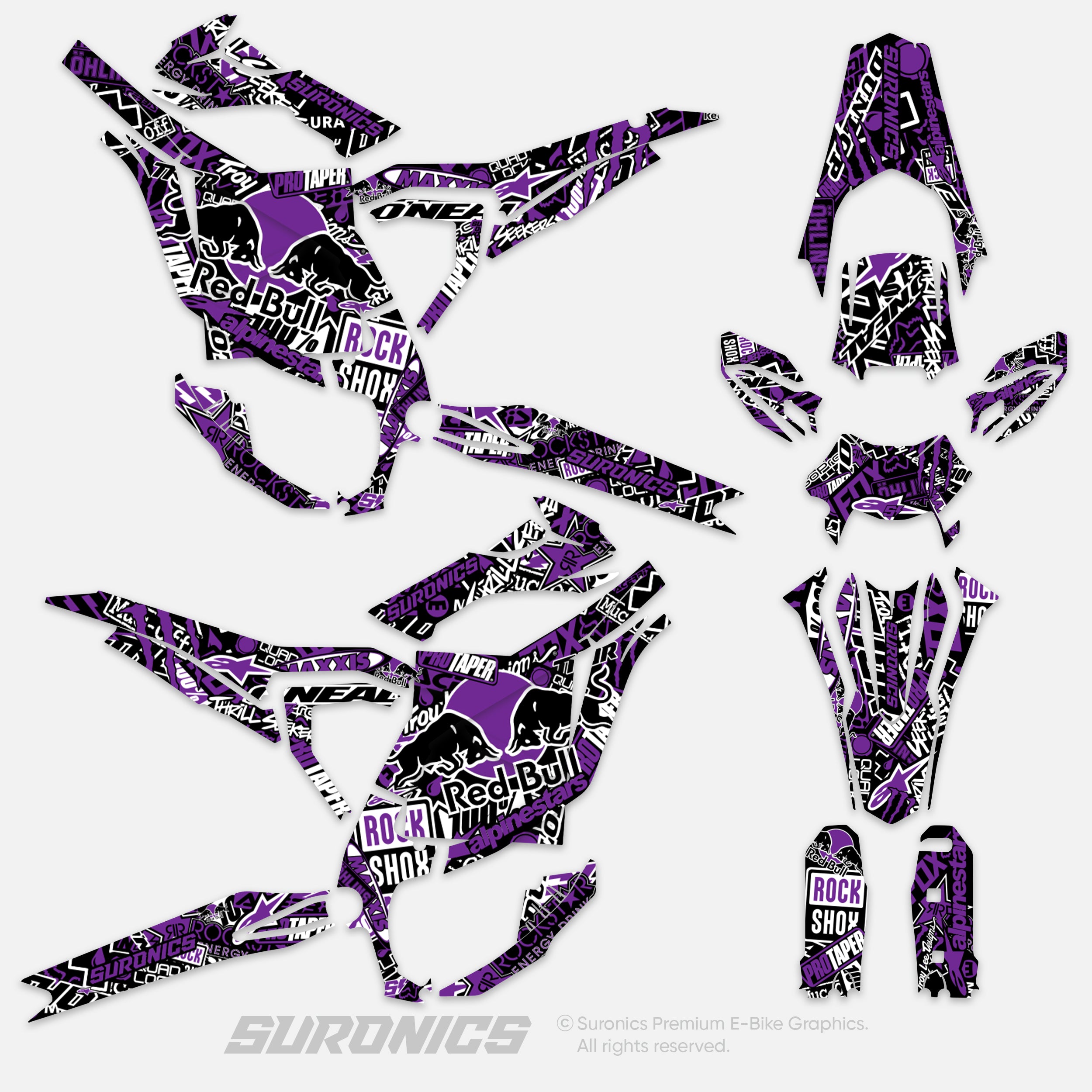 STICKY BLACK PURPLE Surron Ultra Bee Graphics kit