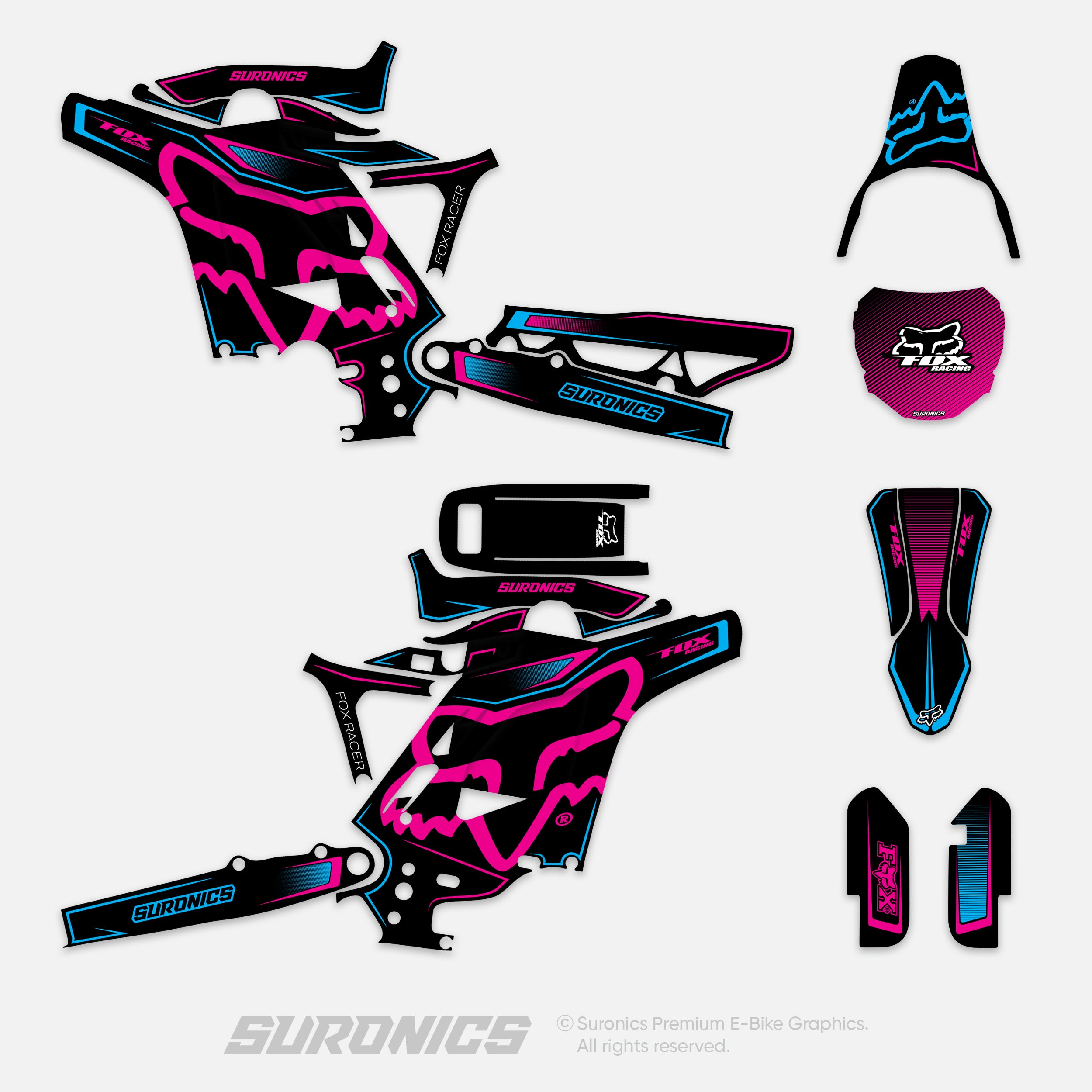 FOX RACER BLACK MAGENTA Eride Pro Mini R Graphics kit