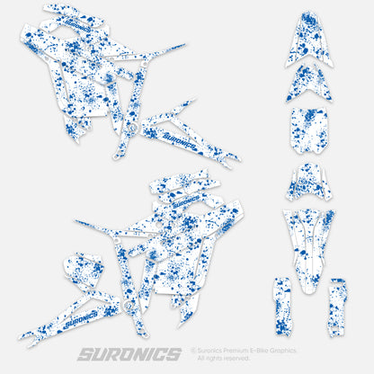 SPLATTER WHITE BLUE Talaria Sting MX5 PRO Graphics kit