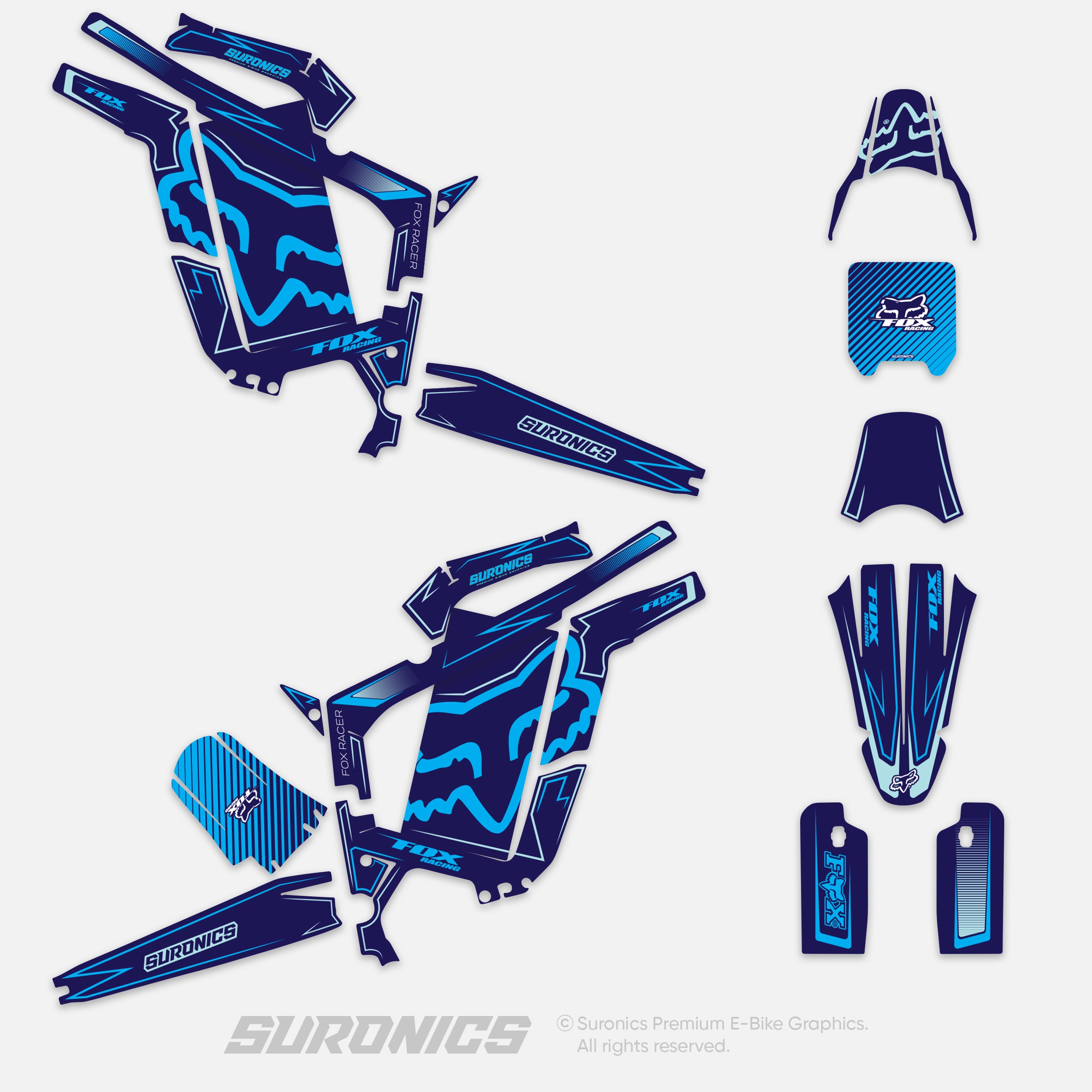 FOX RACER NAVY CYAN Rerode R1 Graphics kit
