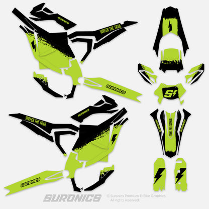 HALF BLACK GREEN Surron Ultra Bee Graphics kit