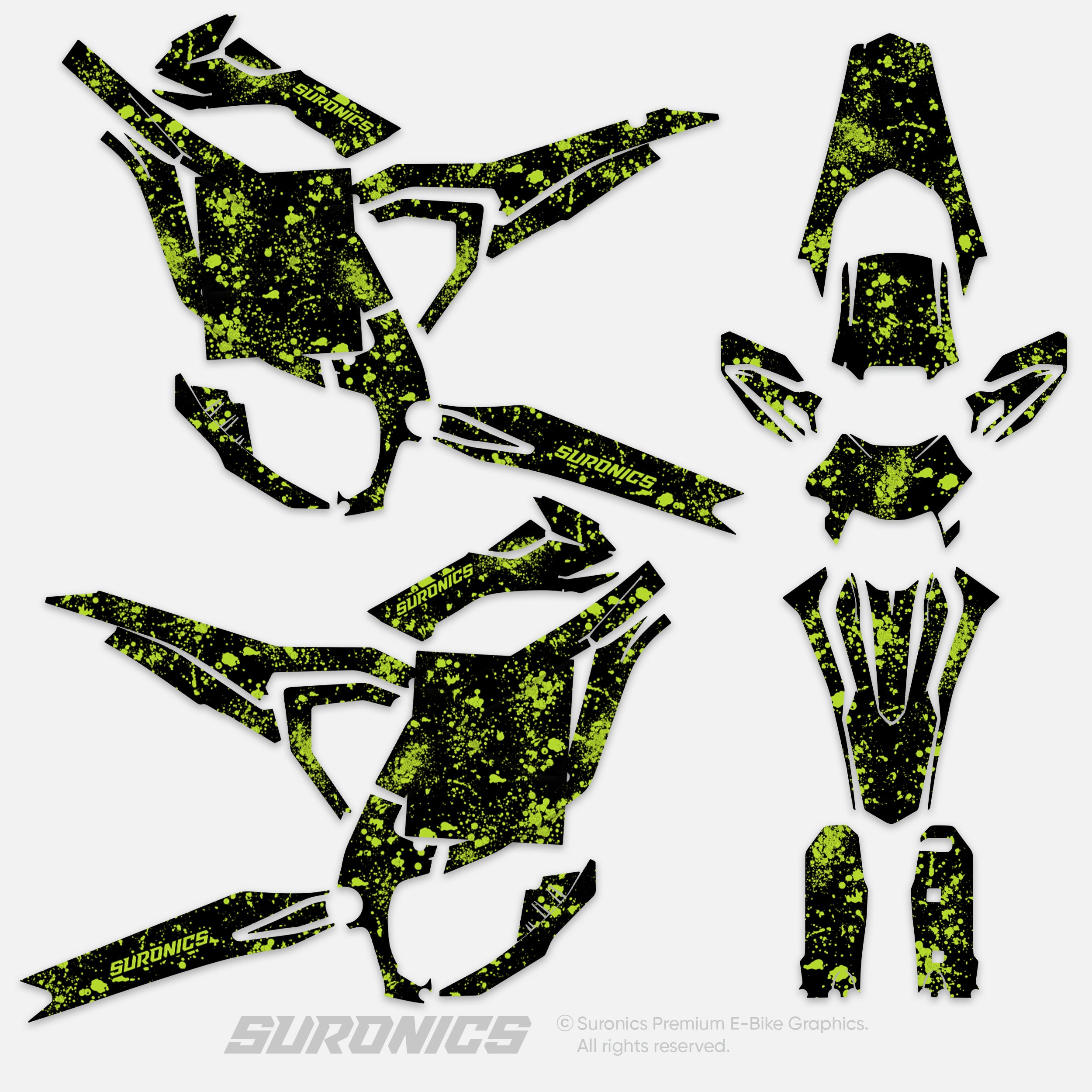 SPLATTER BLACK GREEN Surron Ultra Bee Graphics kit