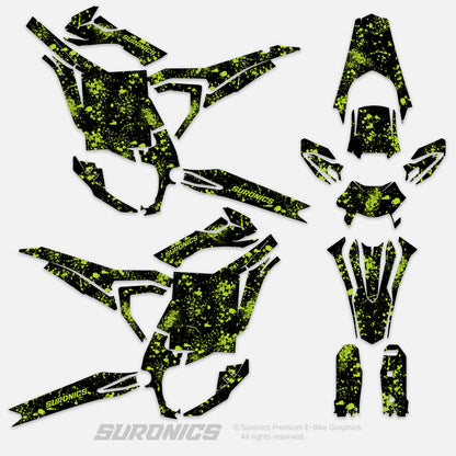SPLATTER BLACK GREEN Surron Ultra Bee Graphics kit