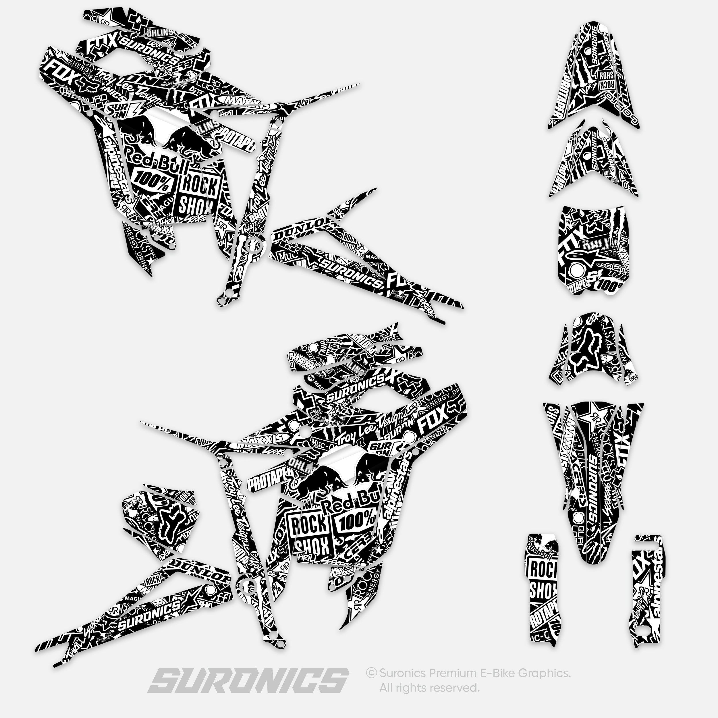 STICKY BLACK WHITE Talaria Sting MX5 PRO Graphics kit