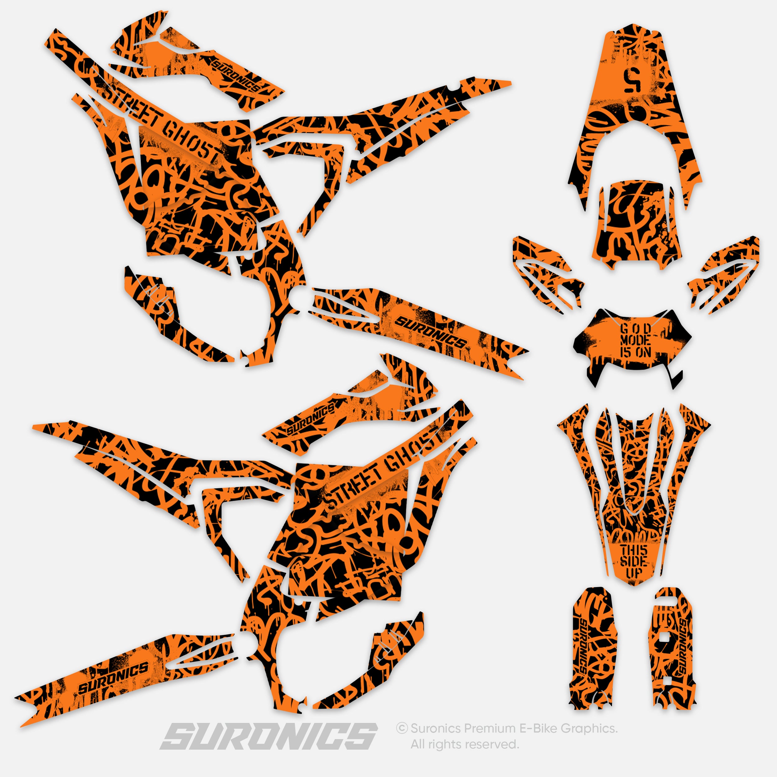 STREET GHOST BLACK ORANGE Surron Ultra Bee Graphics kit