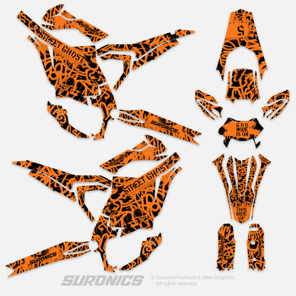 STREET GHOST BLACK ORANGE Surron Ultra Bee Graphics kit