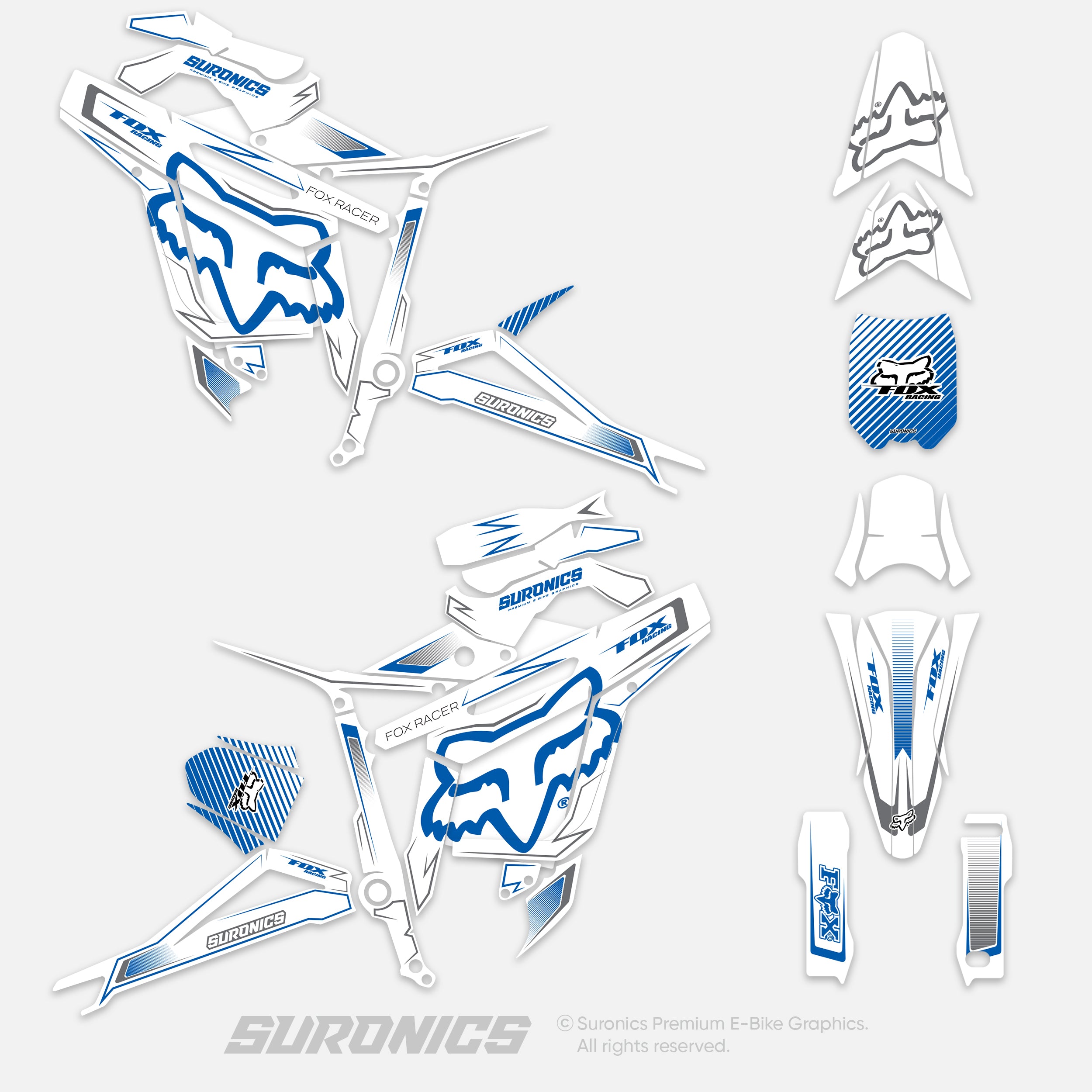 FOX RACER WHITE BLUE Talaria Sting MX5 PRO Graphics kit