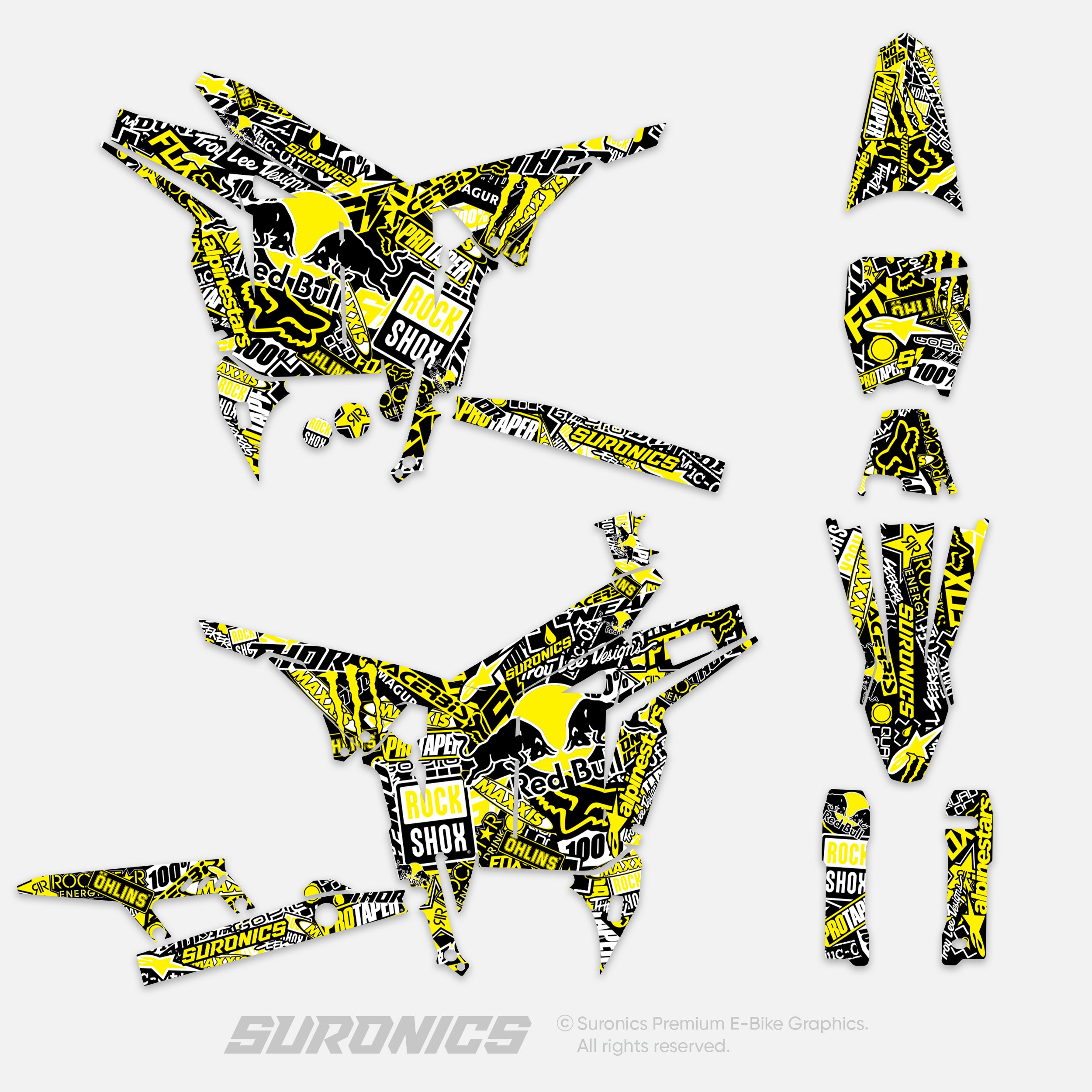 STICKY BLACK YELLOW Talaria Komodo Graphics kit