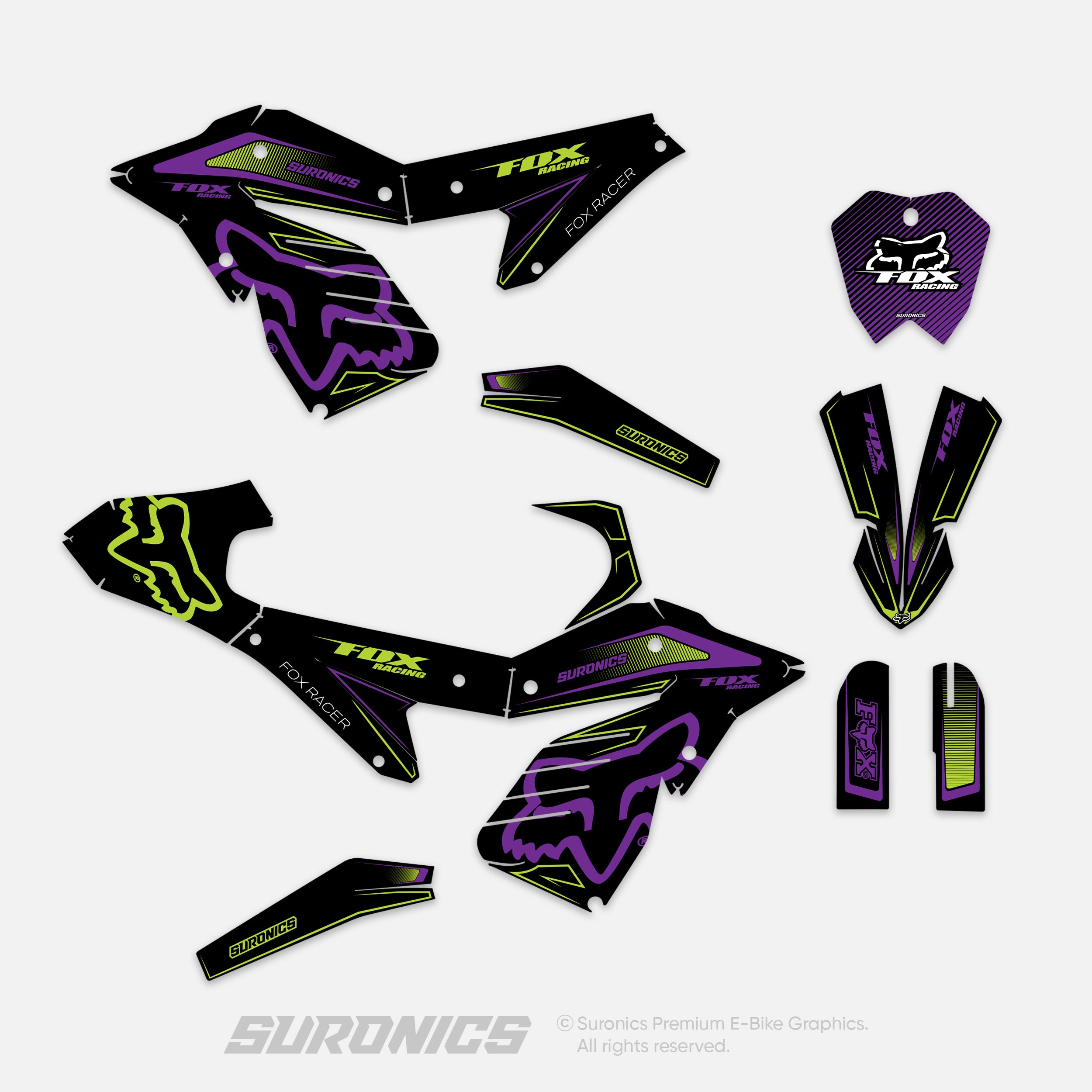 FOX RACER BLACK PURPLE ETM RTR Graphics kit