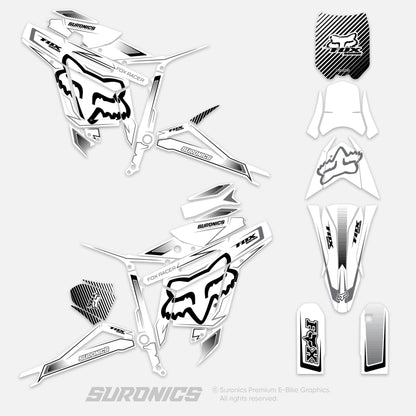 FOX RACER WHITE BLACK Talaria Sting MX3 MX4 Graphics kit