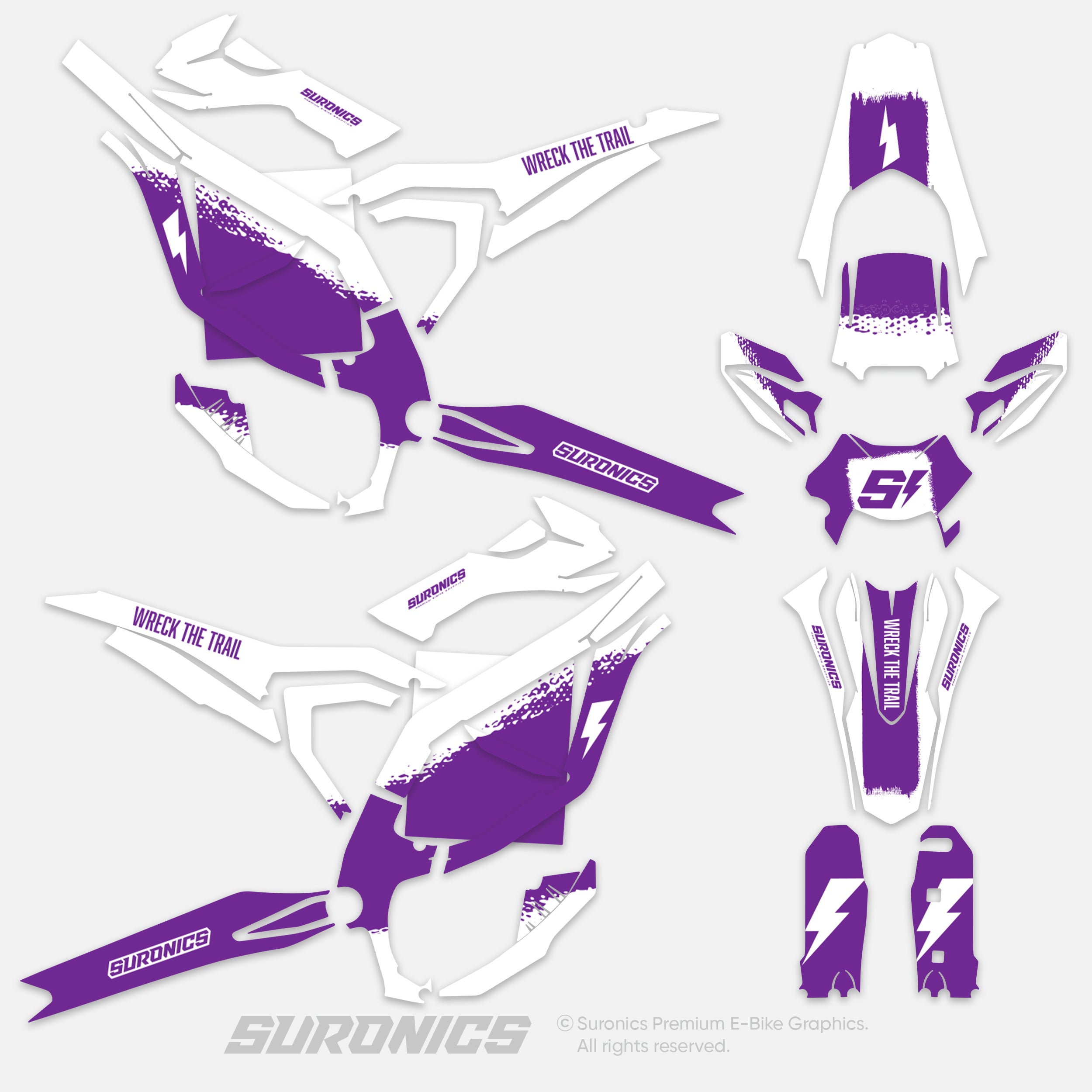 HALF WHITE PURPLE Surron Ultra Bee Graphics kit