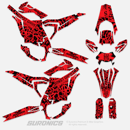 STREET GHOST BLACK RED Surron Ultra Bee Graphics kit