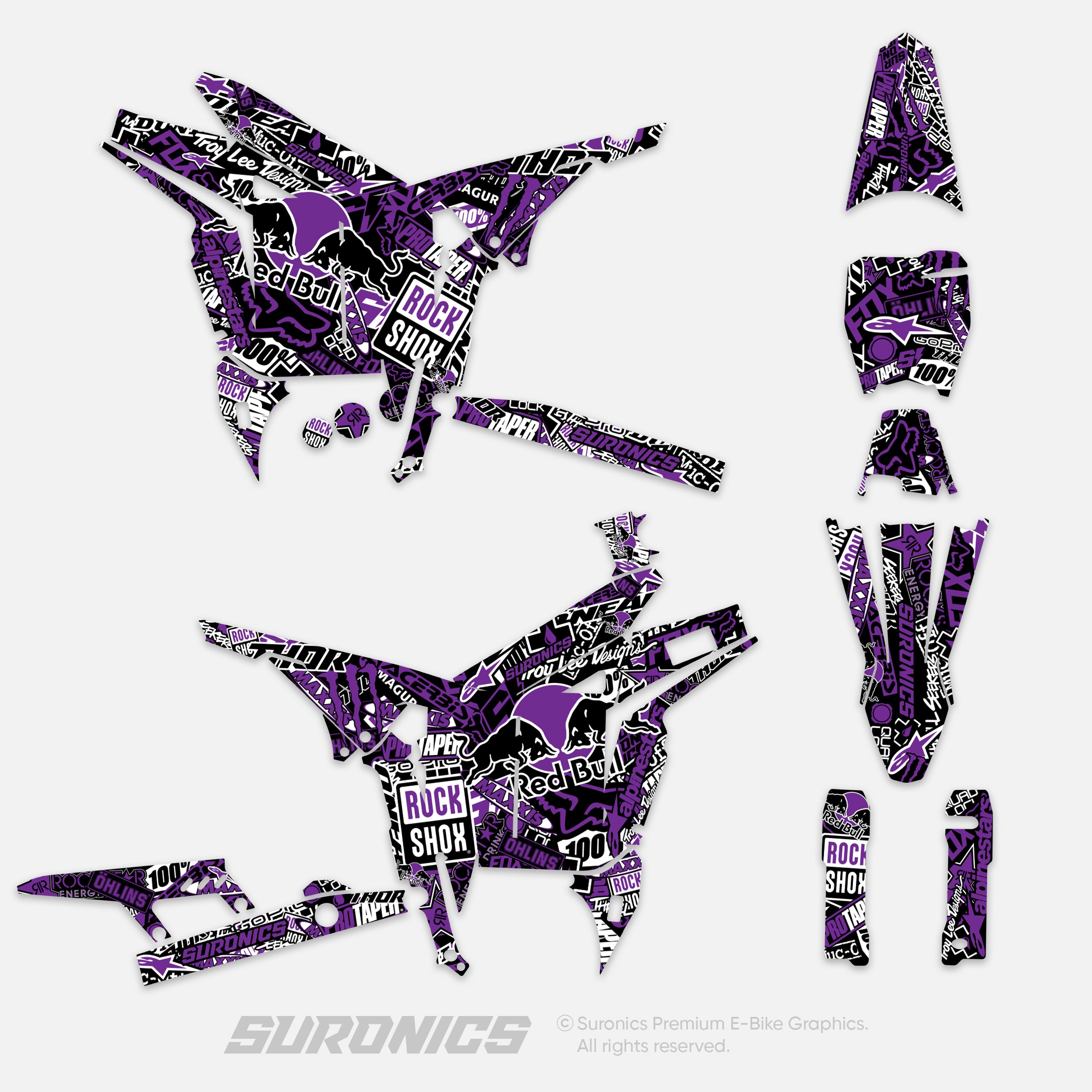 STICKY BLACK PURPLE Talaria Komodo Graphics kit
