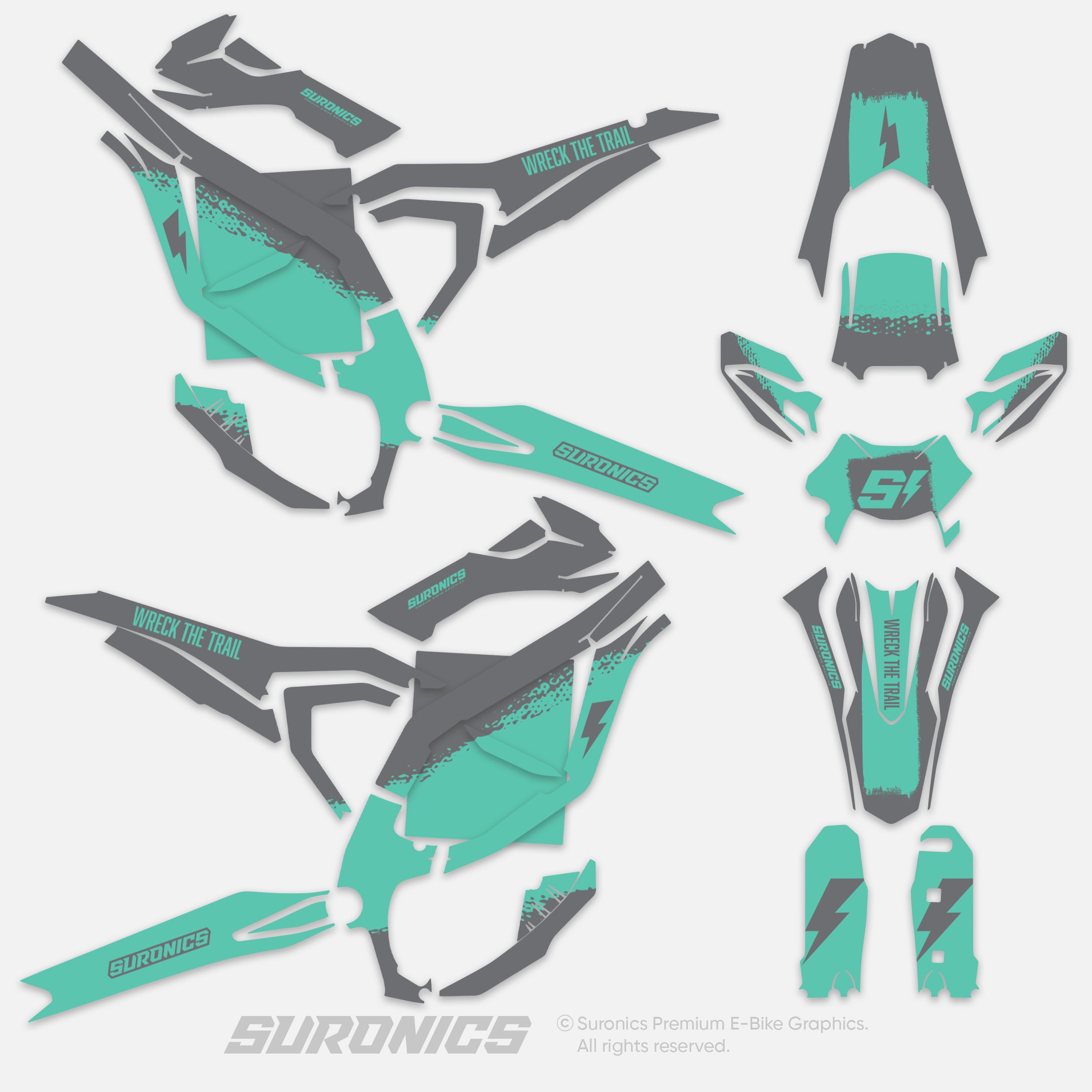 HALF GREY MINT Surron Ultra Bee Graphics kit