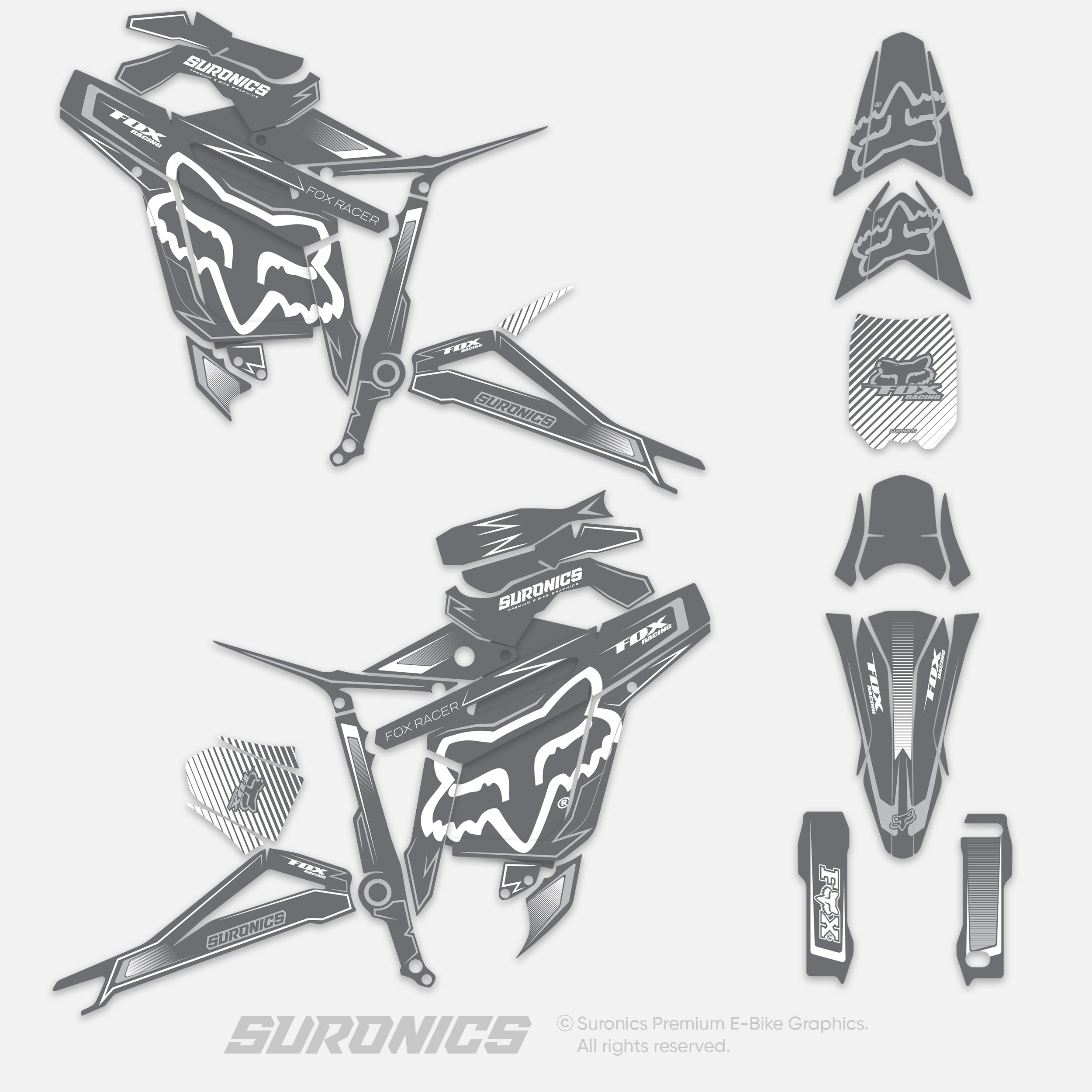 FOX RACER GREY WHITE Talaria Sting MX5 PRO Graphics kit