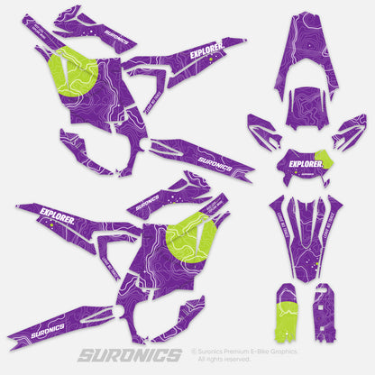 EXPLORER PURPLE GREEN Surron Ultra Bee Graphics kit